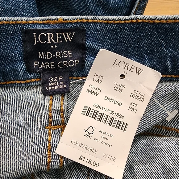 J. Crew Jeans Womens 32P Blue Mid-Rise Flare Crop NEW - Picture 8 of 9